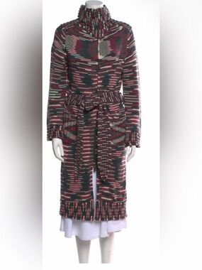 Missoni 100% Cashmere Striped Duster Cardigan Sweater Belted Pink IT 40 US 4